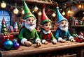Christmas Elves in Santa Modern Toy Workshop. Generative AI Royalty Free Stock Photo