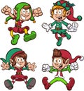 Christmas Elves. Vector illustration with simple gradients.