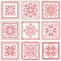 Christmas embroidered plaid Scandinavian style Christmas cross stitch pattern Royalty Free Stock Photo