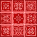 Christmas embroidered plaid Scandinavian style Christmas cross stitch pattern Royalty Free Stock Photo