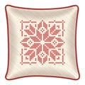 Christmas embroidered throw pillow, light yellow