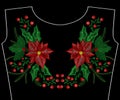 Christmas embroidery patch, wreath with mistletoe for apparel, fashion neckline