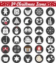 Set of christmas icons. Christmas vector emojis including christmas lights, bells, snow flakes