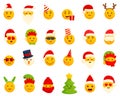 Christmas emoticons icons set cartoon vector. Santa claus