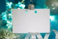 Christmas empty card and New Year silver blue decoration abstract background concept Royalty Free Stock Photo