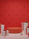 Christmas empty podium. New year`s day with giftbox background
