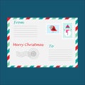 Christmas envelope for letter to Santa Claus for children, template, fun preschool activity for kids, vector illustration Royalty Free Stock Photo