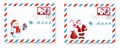 Christmas Envelope template. Layout letter to Santa Claus with cartoon Santa and Snowman with Christmas gift box