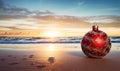 Christmas environment on the beach by the sea.