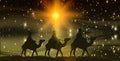 Christmas, Epiphany, Three Kings on camels, background with stars Royalty Free Stock Photo