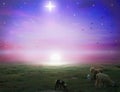 Christmas Eve concept: A Bethlehem illuminated by the Christmas star of Christ effected Royalty Free Stock Photo