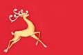 Christmas Eve Gold Reindeer on Red Background