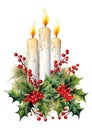 Christmas Eve Mass watercolor winter border Royalty Free Stock Photo