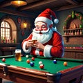 Christmas eve night santa pool game beer ale glass fun