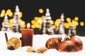 Christmas eve or night still life with bokeh lights Royalty Free Stock Photo