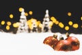 Christmas eve or night still life with bokeh lights Royalty Free Stock Photo