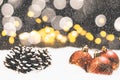 Christmas eve or night still life with bokeh lights Royalty Free Stock Photo