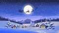 Christmas eve scenery, reindeers flying in sky Royalty Free Stock Photo
