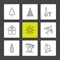 Christmas eve , snowflakes, tress , christmas , candies , eps icons set vector