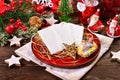 Christmas eve wafers on plate with hay Royalty Free Stock Photo