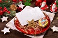 Christmas eve wafers on plate with hay Royalty Free Stock Photo