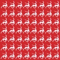 Christmas Eve White Reindeer Pattern on Red Background