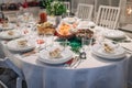 Christmas Eve's red borscht soup with mushroom filled ravioli and beet chips and sauerkraut with mushrooms on Royalty Free Stock Photo