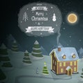 Christmas evening landscape vector illustration Royalty Free Stock Photo