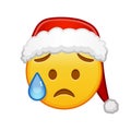 Christmas face with an expression of disappointment and relief Large size of yellow emoji smile