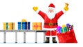 Christmas Factory Packs Gifts Boxes, Santa Claus