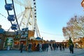 Christmas fair and big wheel, Dusseldorf, Burgplatz on River Rhine