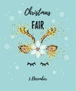 Christmas fair vector illustration with deer. Royalty Free Stock Photo