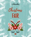 Christmas fair vector illustration with deer. Royalty Free Stock Photo