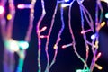 Christmas fairy lights, multi-colored fiber optics with bokeh. Royalty Free Stock Photo