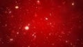 Christmas falling magic snow on a red background. Winter storm illustration with snowflakes.