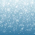 Christmas falling snow isolated on blue background. Snowflakes decoration effect. Magic snowfall texture. Winter design Royalty Free Stock Photo