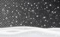 Christmas falling snow vector isolated on dark background. Snowflake transparent decoration effect. Xmas snow flake pattern. Magic