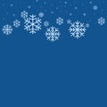 Christmas falling snowflake vector isolated on blue background. Snowflake decoration effect. Xmas snow flake pattern. Magic white Royalty Free Stock Photo