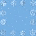 Christmas falling snowflake vector isolated on blue background. Snowflake decoration effect. Xmas snow flake pattern. Magic white Royalty Free Stock Photo