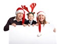 Christmas family with banner