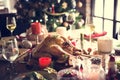 Christmas Family Dinner Table Concept Royalty Free Stock Photo