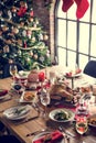 Christmas Family Dinner Table Concept Royalty Free Stock Photo