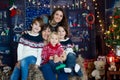 Christmas family portirat at home with three generations Royalty Free Stock Photo