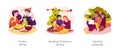 Christmas family traditions isolated cartoon vector illustration set Royalty Free Stock Photo