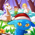 Christmas with Fantastic Characters, the Dragon, the IMP Boy, the Elf, the Fairy