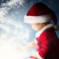 Christmas Fantasy Background. Baby and Star Light Royalty Free Stock Photo