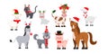 Christmas farm livestock animals set isolated on white background. Royalty Free Stock Photo