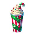 Festive Holiday Milkshake with Candy Cane & Sprinkles â Christmas-Themed Dessert Drink in Striped Cup Royalty Free Stock Photo