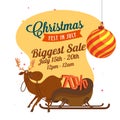 Christmas fest in July, poster, banner or flyer design with rein Royalty Free Stock Photo