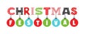 Christmas festival hand drawn flat letters vector